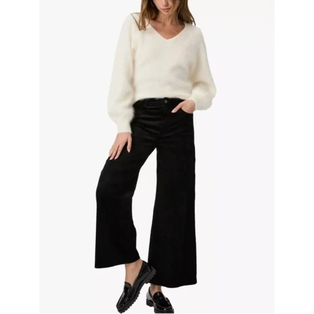 Paige Pants Womens 29 Harper Ankle Wide Leg Black Velvet Corduroy High Rise Chic - Picture 3 of 16